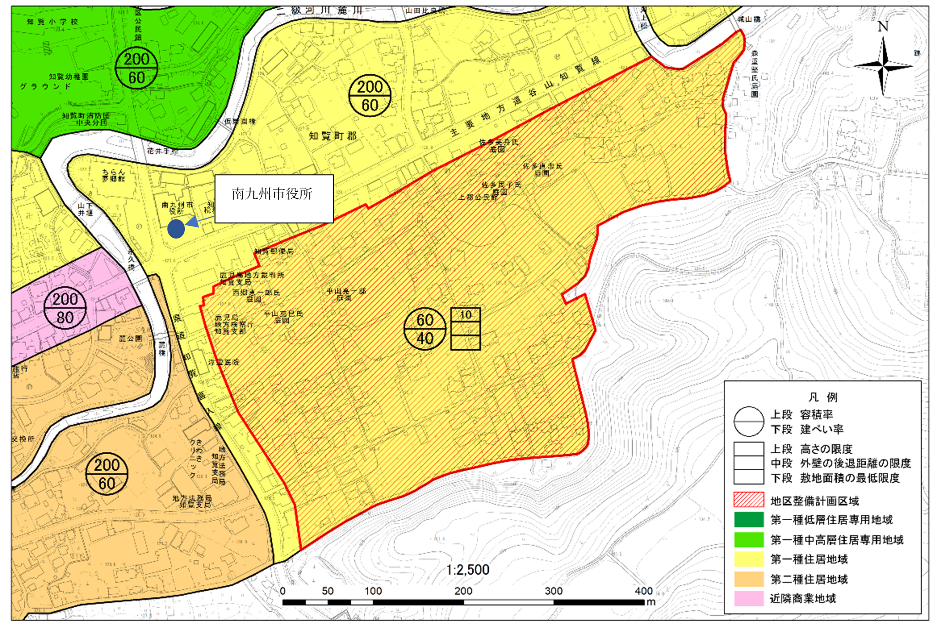 知覧上郡地区変更後用途地域図