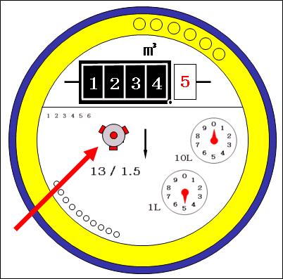 水道メーターに赤い矢印でパイロットの位置を示しているイラスト