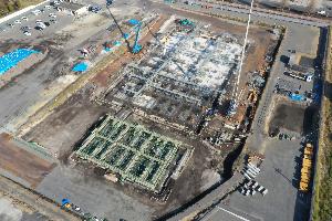 新庁舎建設工事現場の様子(1月31日時点)附属棟側