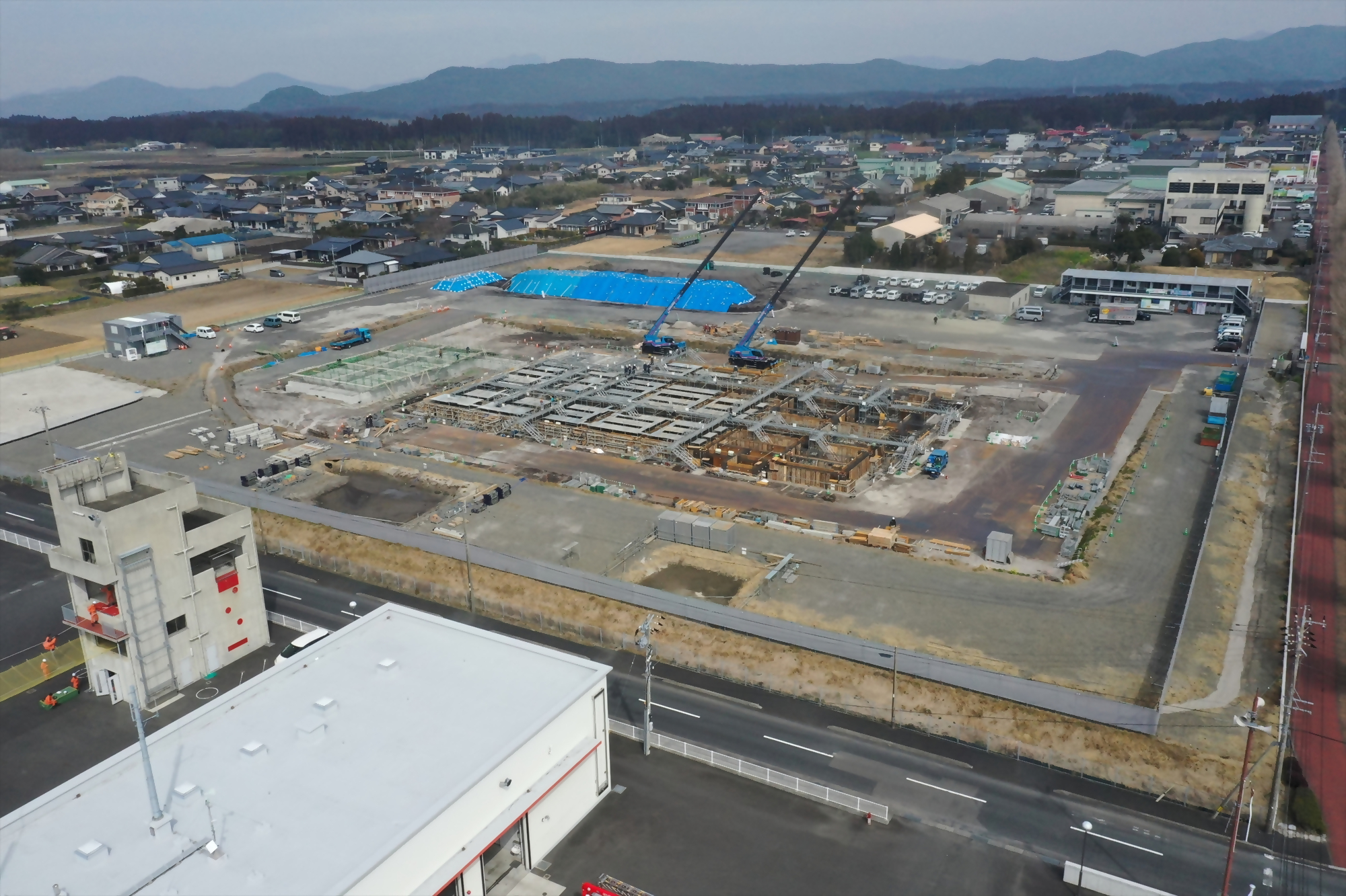 新庁舎建設工事現場の様子(2月27日時点)全体消防署側