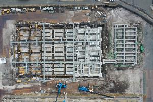 新庁舎建設工事現場の様子(2月27日時点)真上
