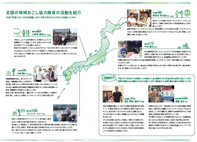 全国の地域おこし協力隊員の活動紹介のチラシ