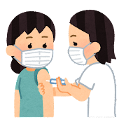 看護師が女性の腕に注射を打っているイラスト