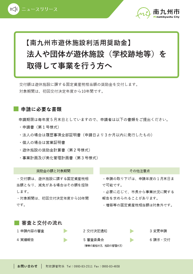 南九州市遊休施設利活用奨励金