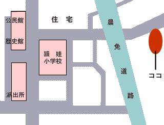 安養寺跡の位置を赤丸で示した略地図