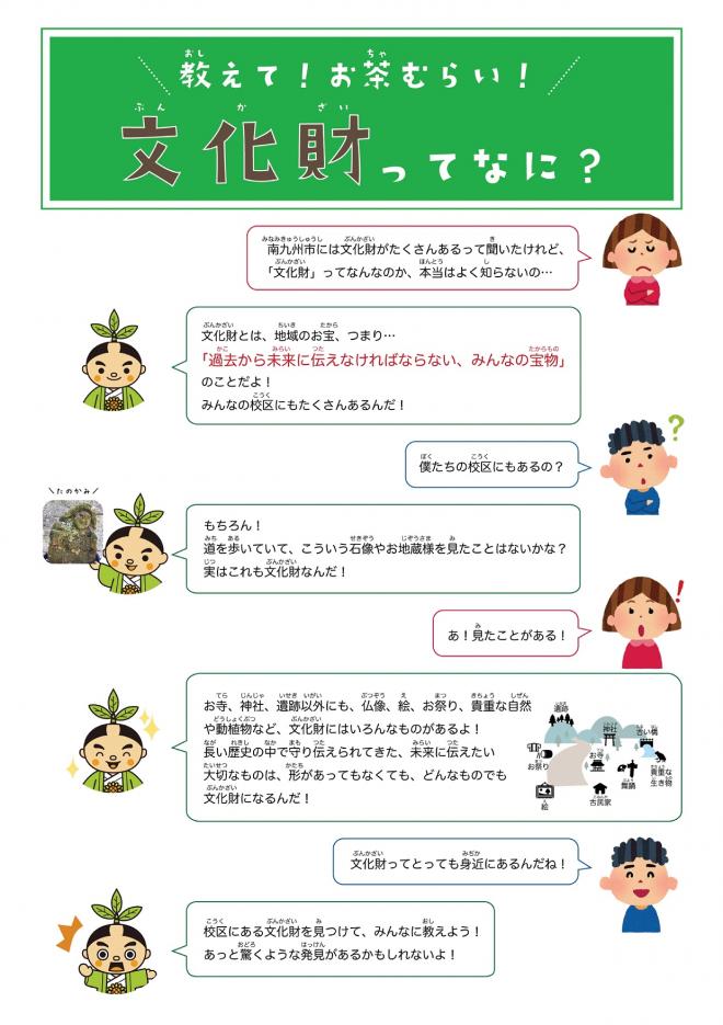 「教えて！お茶むらい！文化財ってなに？」のポスター表
